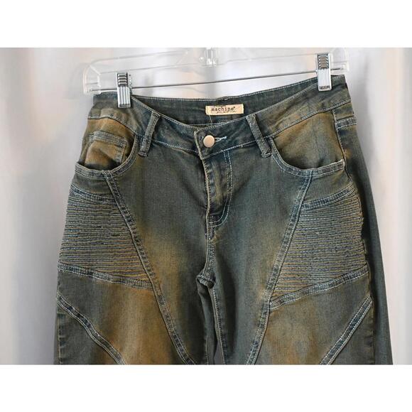 Vintage Machine Distressed Moto Style Jeans - Picture 3 of 7